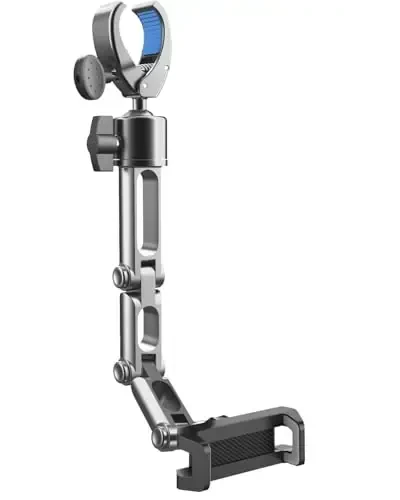 Upgrade Rear View Mirror Phone Holder Mount for Car, Aluminum Multi-Directional metal arms and 360-degree Rotatable Retractable, Essentials Accessories Compatible with iphone android - silvery white 