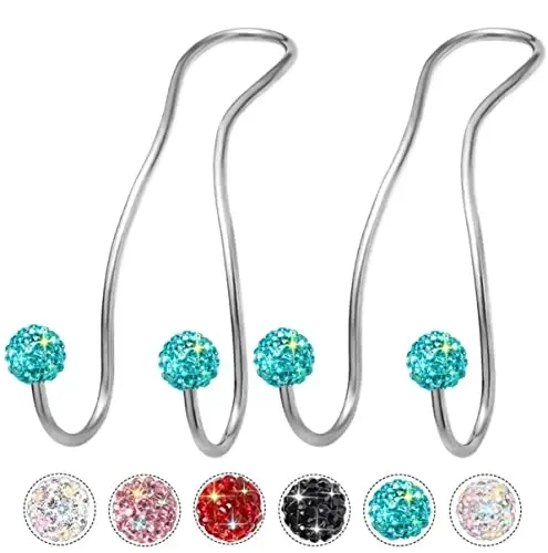 MTGOCHA Bling Purse Hook for Car Headrest, Upgraded Cute Car Seat Hooks for Bag Handbag, Durable Stainless Auto Purse Hanger Holder 2 Pack, Lake Blue - MTGOCHA