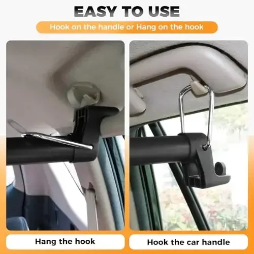 Heavy-Duty Car Clothes Hanger Bar Adjustable 30-63 inches with 9 Anti-Slip Rubber Rings, Ideal for Trucks SUVs RVs, Travel, Business - Keep Clothes Neat & Wrinkle-Free (Premium Black) - 3