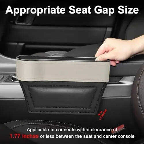 Car Seat Gap Filler Organizer, 2 Pack Multifunctional Car Seat Organizer, Auto Console Side Storage Box with Cup Holders 2 Seat Hooks for Drink, Car Organizer Front Seat for Holding Phone, Sunglasses - 3