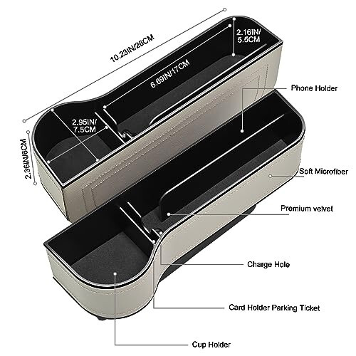 Araba Koltuğu Arası Boşluk Doldurucu Organizatör, 2'li Çok Fonksiyonlu Araba Koltuğu Organizatörü, Bardak Tutucu ile Otomatik Konsol Yan Depolama Kutusu 2 Koltuk Kancası İçin İçecek, Telefon, Güneş Gözlüğü Tutucu Ön Koltuk Araba Organizatörü - 4