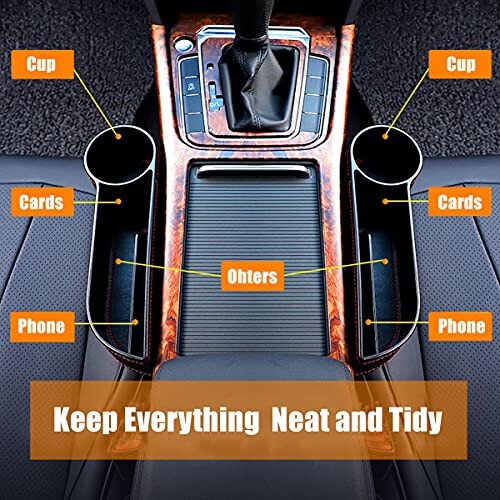 Car Seat Gap Filler Organizer Between Front seat car Organizer and Storage Box, Auto Premium PU Leather Console with Cup Holder, Car Pocket for Interior Essentials (for Passenger Side) - coforder (1)