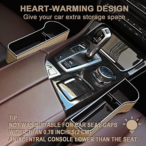 Car Seat Gap Filler Organizer, 2 Pack Multifunctional Car Seat Organizer, Auto Console Side Storage Box with Cup Holders 2 Seat Hooks for Drink, Car Organizer Front Seat for Holding Phone, Sunglasses - jiaji (1)