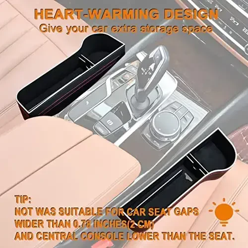 Car Seat Gap Filler Organizer, 2 Pack Multifunctional Car Seat Organizer, Auto Console Side Storage Box with Cup Holders 2 Seat Hooks for Drink, Car Organizer Front Seat for Holding Phone, Sunglasses - jiaji (1)