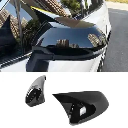 Car Ox Horn Side Rearview Mirror Cover Wing Mirror Protect Decorate Covers Auto Exterior Decoration Accessories for Toyota Corolla 2020 2021 2022 2023 2024 2025(Bright Black) 