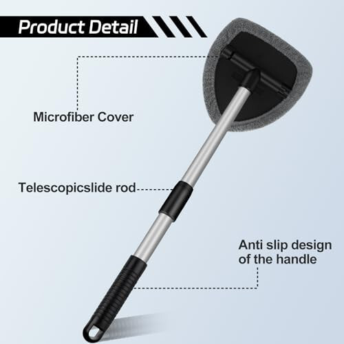 Windshield Cleaner Tool, Car Interior Window Cleaning Tool, Car Wash kit with 4 Reusable Microfiber Pads, 2 Extendable Handle and 2 Spray Bottles, Glass Wiper Kit for Windshield, Home Windows - 4