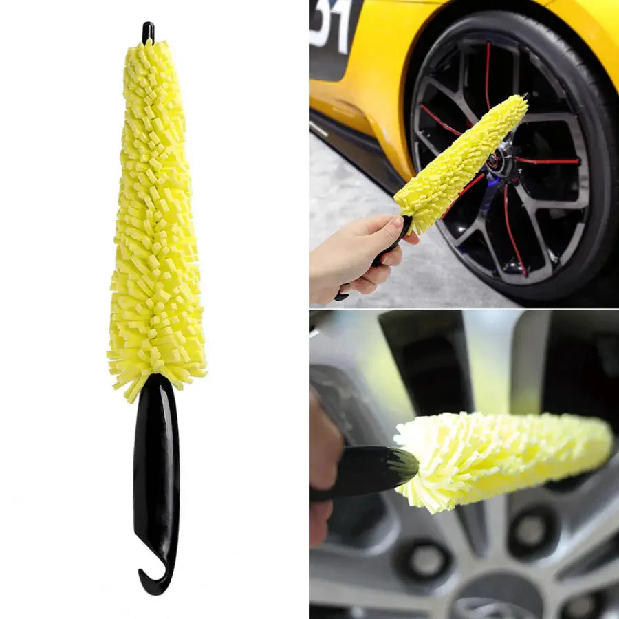 Car Wheel Tire Rim Brush, Rim Scrubber Supplies Cleaner Car Wash Equipment Cleaning Tools Duster Car Accessories for SUV Car Motorcycle- - 1