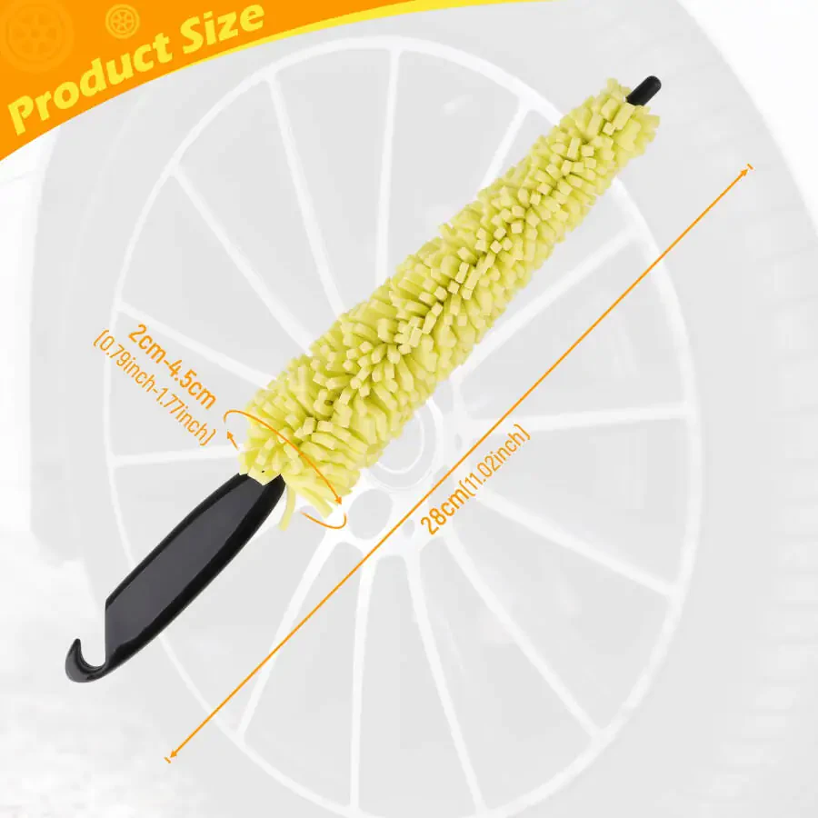 Car Wheel Tire Rim Brush, Rim Scrubber Supplies Cleaner Car Wash Equipment Cleaning Tools Duster Car Accessories for SUV Car Motorcycle- - 2