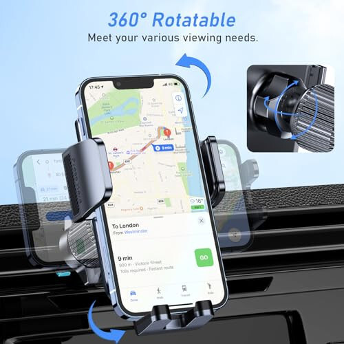 Car Phone Holder Mount, Super Stable Air Vent Cell Phone Car Mount with 2025 Metal Hook Clip, 360° Rotation,One Button Release for iPhone, Galaxy, Google, and All Other Smartphones - 5