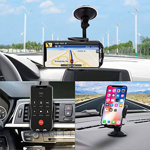 Vansky Car Phone Holder Mount, 3-in-1 Universal Cell Phone Holder Car Air Vent Holder Dashboard Mount Windshield Mount Fit for iPhone 16 15 14 13 Pro Max, Samsung S24 S23 LG Sony and More - 2