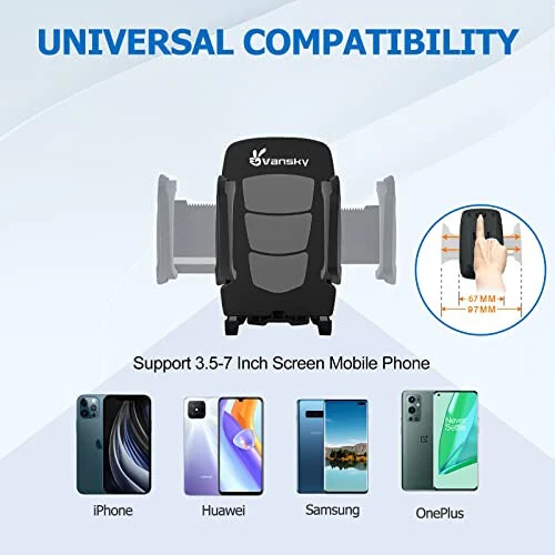 Vansky Car Phone Holder Mount, 3-in-1 Universal Cell Phone Holder Car Air Vent Holder Dashboard Mount Windshield Mount Fit for iPhone 16 15 14 13 Pro Max, Samsung S24 S23 LG Sony and More - 4