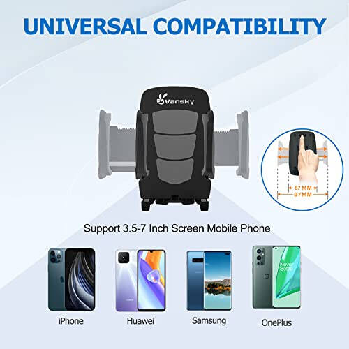 Vansky Car Phone Holder Mount, 3-in-1 Universal Cell Phone Holder Car Air Vent Holder Dashboard Mount Windshield Mount Fit for iPhone 16 15 14 13 Pro Max, Samsung S24 S23 LG Sony and More - 4