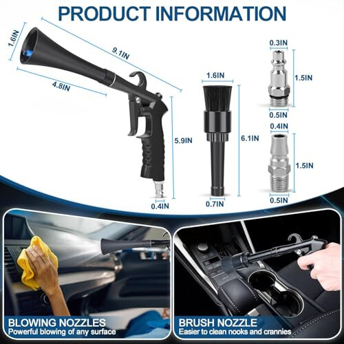 Car Cleaning Gun Detailing Interior Dryer Air Blow Gun, High Pressure Blower Gun, Car Detailing Kit Interior Cleaner, Car Detailing Tools for Car Quickly Blasts Dirt and Dust Works with Air - 4
