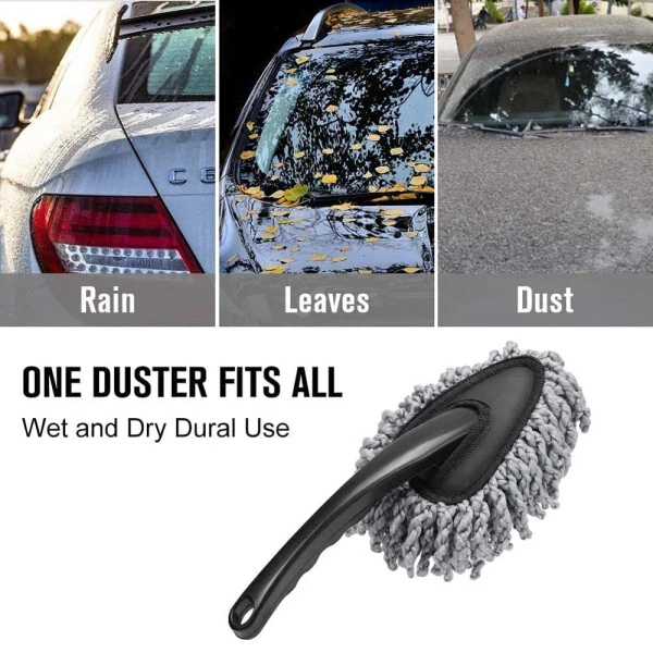 Car Duster Super Soft Microfiber Car Dash Duster Brush Set Interior Exterior Cleaning Dusting and Washing Tool for Car Motorcycle Automotive-GRAY - 4