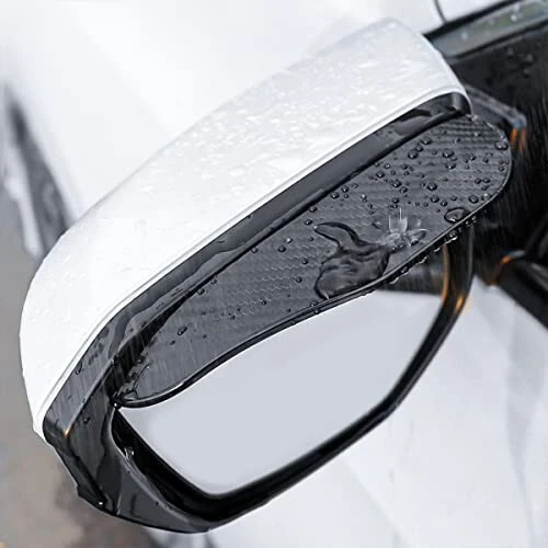 Blilo 2PCS Smoke Visor Guards for Car Side Mirrors - Waterproof Carbon Fiber Auto Rain Eyebrows for Cars, Trucks and SUVs - Universal Fit (Black) - 6