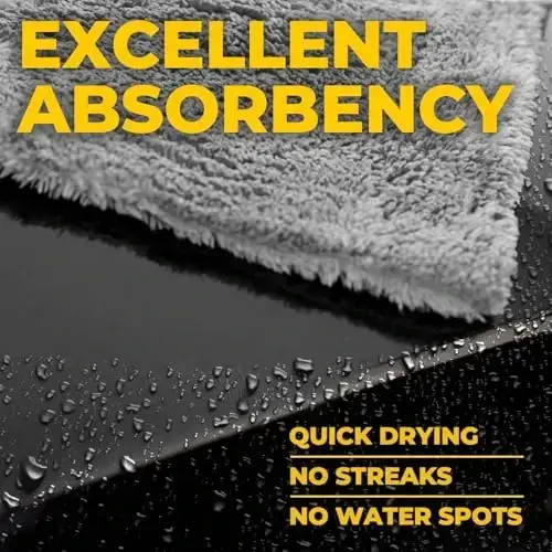 Mighty Cleaner Edgeless Microfiber Towels for Cars – 6pk (12”x12”) - 540 GSM - Super Soft Detailing & Buffing – Scratch-Free & Absorbent Microfiber Cleaning Cloths for Car Polishing - 3