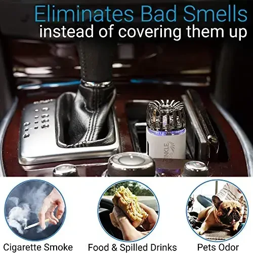 Car Air Purifier Ionizer - 12V Plug-in Ionic Anti-Microbial Car Deodorizer with Dual USB Charger - Smoke Smell, Pet and Food Odors, Allergens, Viruses Eliminator for Car (Matte White) - TWINKLE BIRDS (1)