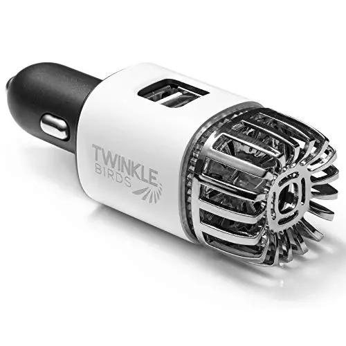 Car Air Purifier Ionizer - 12V Plug-in Ionic Anti-Microbial Car Deodorizer with Dual USB Charger - Smoke Smell, Pet and Food Odors, Allergens, Viruses Eliminator for Car (Matte White) - CAR