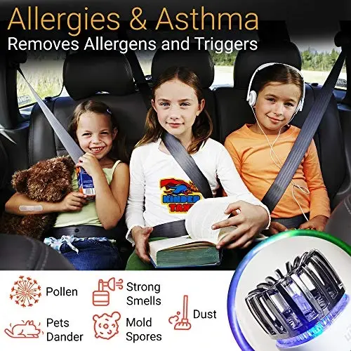 Car Air Purifier Ionizer - 12V Plug-in Ionic Anti-Microbial Car Deodorizer with Dual USB Charger - Smoke Smell, Pet and Food Odors, Allergens, Viruses Eliminator for Car (Matte White) - 3