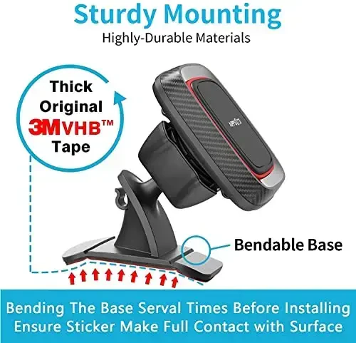 APPS2Car Magnetic Phone Holder for Car, Dashboard Magnetic Car Mount, 360° Rotation Magnet Phone Mount with Strong VHB Adhesive, for All Cell Phones - 5