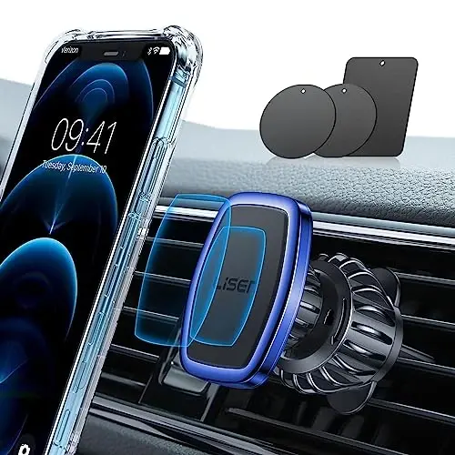 LISEN Magnetic Phone Holder for Car, [Easily Install] Car Phone Holder Mount [6 Strong Magnets] Cell Phone Holder for Car [Case Friendly] iPhone Car Holder Pink 🧲20X Powerful: Pink LV633 - 1