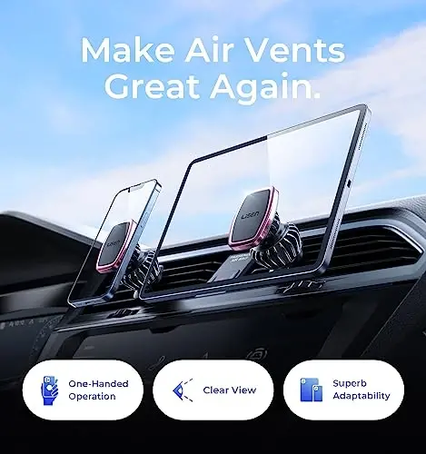 LISEN Magnetic Phone Holder for Car, [Easily Install] Car Phone Holder Mount [6 Strong Magnets] Cell Phone Holder for Car [Case Friendly] iPhone Car Holder Blue LV633 - 3