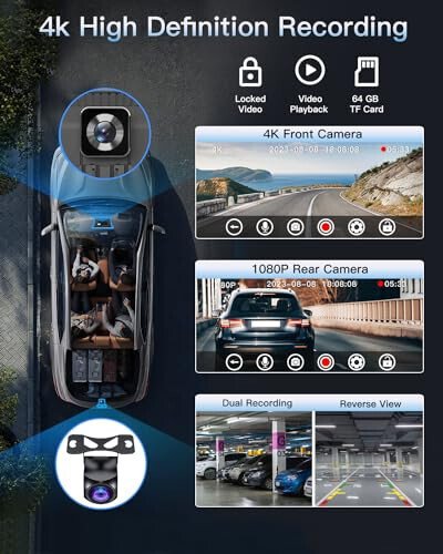 Portable Wireless CarPlay Touchscreen for Car: 4K Apple Carplay & Android Auto Car Play Screen with 4K Dash Cam/1080p Rear Camera/GPS Navigation/Bluetooth/Mirror Link/AirPlay (Obsidian Black-10IN) - 4