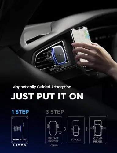 LISEN 2 Pack Magnetic Phone Holder for Your Car Mount 6 Military Magnets Car Phone Holder Mount Vent Cell Phone Holdeer Mount Vent Cell Phone Holder (Blue) - 4