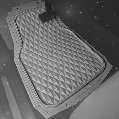 CAR PASS Heavy Duty Rubber Car Mats, Gray Deep Dish All-Weather Car Floor Mat Full Set Durable Anti-Slip 3D Rhombus Waterproof Trim Fit Liner Universal Fit Automotive,Sedan,SUV,Truck, 3 Pcs Light Gray - 2