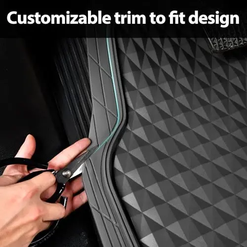 CAR PASS Heavy Duty Rubber Gray Car Floor Mats & Cargo Liners, Deep Dish All-Weather Trunk Mats Durable Anti-Slip 3D Rhombus Waterproof Trim to Fit Liner Universal Fit Auto,Sedan,SUV,Truck, Gray - 6