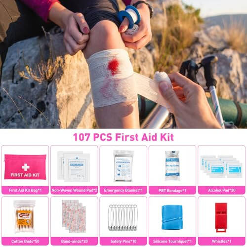 Car Roadside Emergency Kit with Jumper Cables, Car First Aid Kit Emergency Kit for Vehicles, Car Safety Roadside Assistance Kit Headlamp, Tow Straps, Gloves, Essential Car Accessories for Men, Women - 3