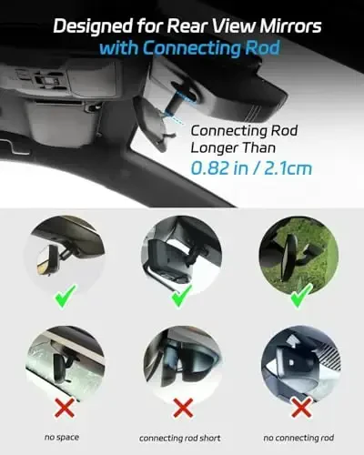 Quyee Magnetic Phone Holder for Your Car, for Magsafe Rear View Mirror Phone Holder - Aluminum Alloy Mount Multi-Angle Adjustment Rotatable and Retractable Compatible with All iPhone and Android - 7