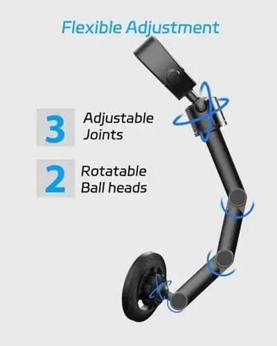 Quyee Magnetic Phone Holder for Your Car, for Magsafe Rear View Mirror Phone Holder - Aluminum Alloy Mount Multi-Angle Adjustment Rotatable and Retractable Compatible with All iPhone and Android - 3