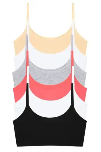 Aralash Rangli Qiz Bola Yarim Atlet Pedsiz Mashq Ko'kragi Paxta Likerli 6 Donali Paket - 1