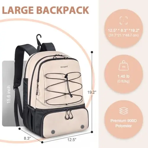 Arcoyard Tennis Bag Holds 2 Rackets, Professional Tennis Bags for Women, Tennis Backpack with Ventilated Shoe Compartment - 6