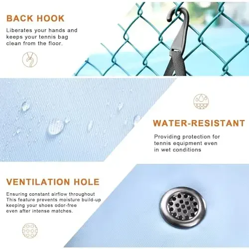 Arcoyard Tennis Bag Holds 2 Rackets, Professional Tennis Bags for Women, Tennis Backpack with Ventilated Shoe Compartment - 3