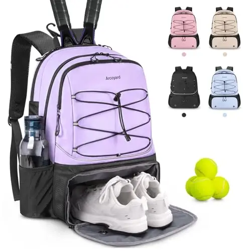 Arcoyard Tennis Bag Holds 2 Rackets, Professional Tennis Bags for Women, Tennis Backpack with Ventilated Shoe Compartment - ARCOYARD