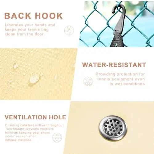 Arcoyard Tennis Bag Holds 2 Rackets, Professional Tennis Bags for Women, Tennis Backpack with Ventilated Shoe Compartment - 3