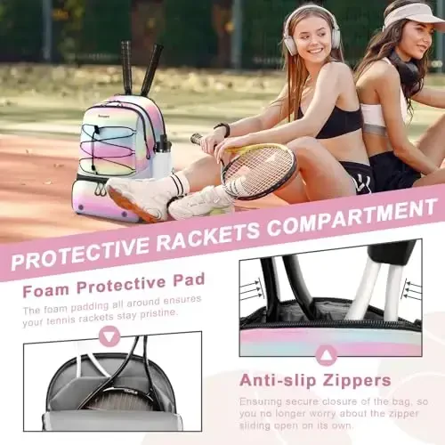Arcoyard Tennis Bag Holds 2 Rackets, Professional Tennis Bags for Women, Tennis Backpack with Ventilated Shoe Compartment - 4