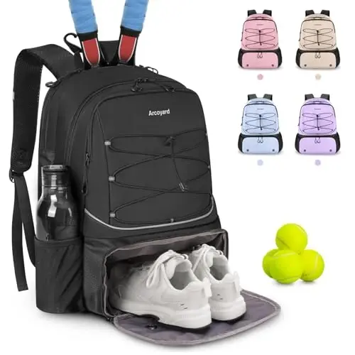 Arcoyard Tennis Bag Holds 2 Rackets, Professional Tennis Bags for Women, Tennis Backpack with Ventilated Shoe Compartment - ARCOYARD
