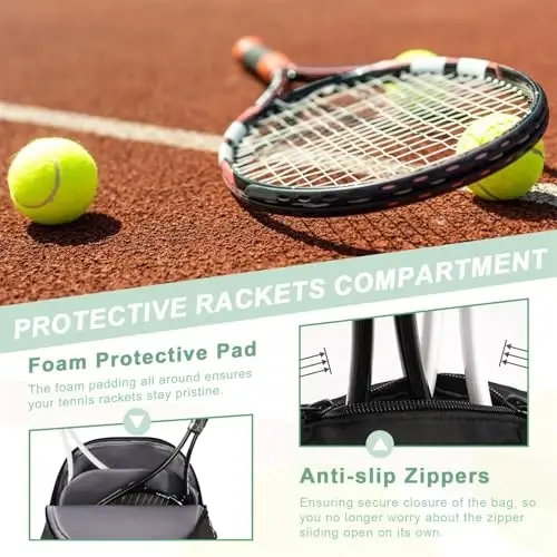 Arcoyard Tennis Bag Holds 2 Rackets, Professional Tennis Bags for Women, Tennis Backpack with Ventilated Shoe Compartment - 5
