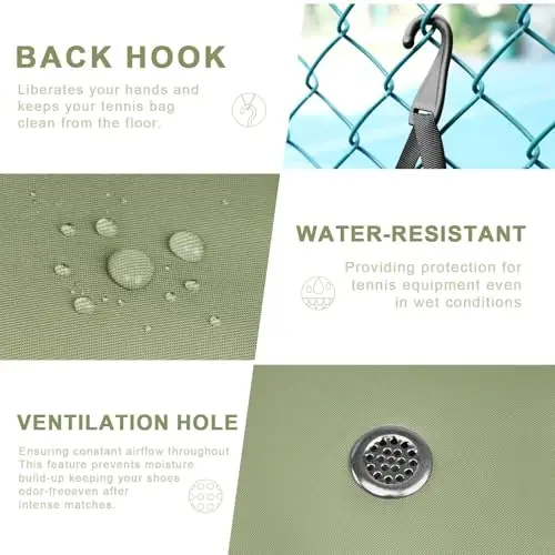 Arcoyard Tennis Bag Holds 2 Rackets, Professional Tennis Bags for Women, Tennis Backpack with Ventilated Shoe Compartment - 3