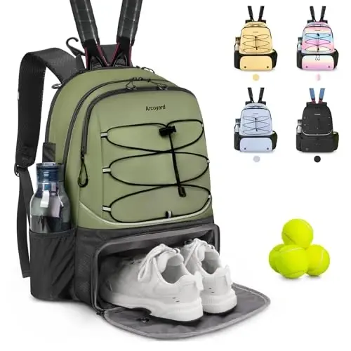 Arcoyard Tennis Bag Holds 2 Rackets, Professional Tennis Bags for Women, Tennis Backpack with Ventilated Shoe Compartment - ARCOYARD