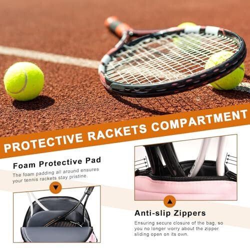 Arcoyard Tennis Bag Holds 2 Rackets, Professional Tennis Bags for Women, Tennis Backpack with Ventilated Shoe Compartment - 14