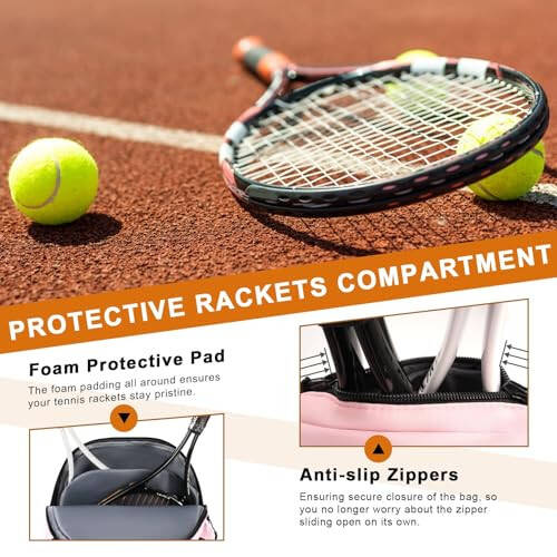 Arcoyard Tennis Bag Holds 2 Rackets, Professional Tennis Bags for Women, Tennis Backpack with Ventilated Shoe Compartment - 14
