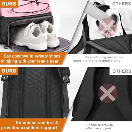 Arcoyard Tennis Bag Holds 2 Rackets, Professional Tennis Bags for Women, Tennis Backpack with Ventilated Shoe Compartment - 18