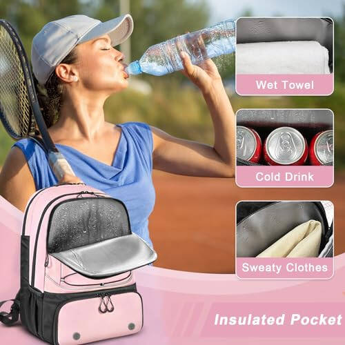 Arcoyard Tennis Bag Holds 2 Rackets, Professional Tennis Bags for Women, Tennis Backpack with Ventilated Shoe Compartment - 11
