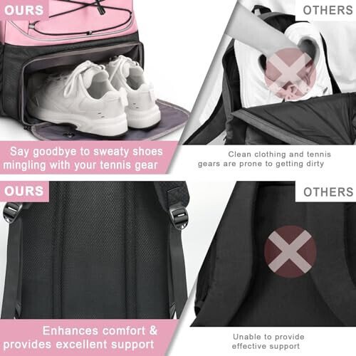 Arcoyard Tennis Bag Holds 2 Rackets, Professional Tennis Bags for Women, Tennis Backpack with Ventilated Shoe Compartment - 12