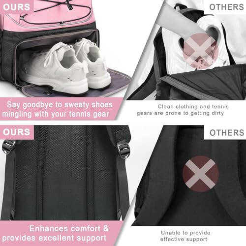 Arcoyard Tennis Bag Holds 2 Rackets, Professional Tennis Bags for Women, Tennis Backpack with Ventilated Shoe Compartment - 12