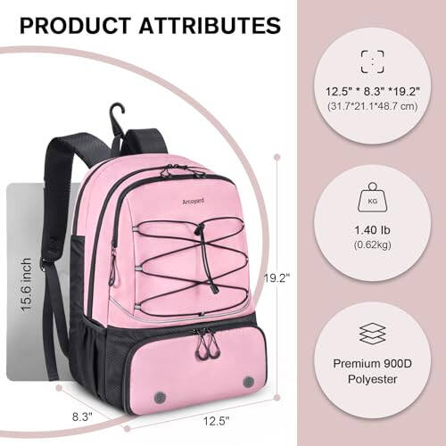 Arcoyard Tennis Bag Holds 2 Rackets, Professional Tennis Bags for Women, Tennis Backpack with Ventilated Shoe Compartment - 3